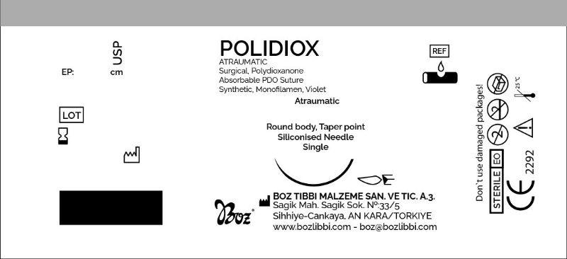 POLIDIOX USP 3-0 (М2) колюча голка 1/2 кола 20 мм, довжина 75см